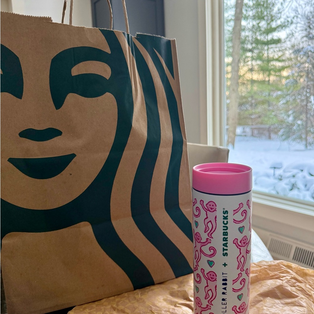 Starbucks Pink and White Travel Tumbler